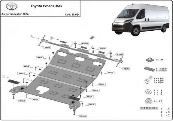 Steel skid plate for Toyota Proace Max