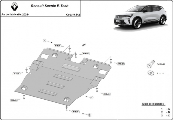Steel skid plate for Renault Scenic E-Tech