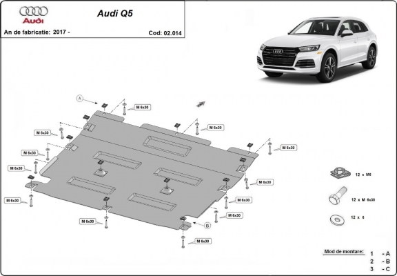 Steel skid plate for Audi Q5