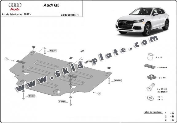 Steel gearbox skid plate for Audi Q5