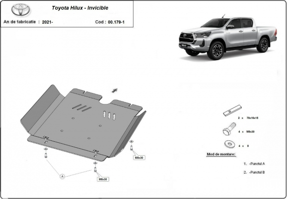 Steel gearbox skid plate for Toyota Hilux Invincible