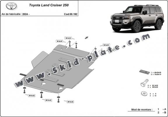 Steel gearbox skid plate for Toyota Land Cruiser 250