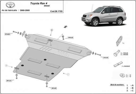 Steel skid plate for Toyota Rav4 Diesel