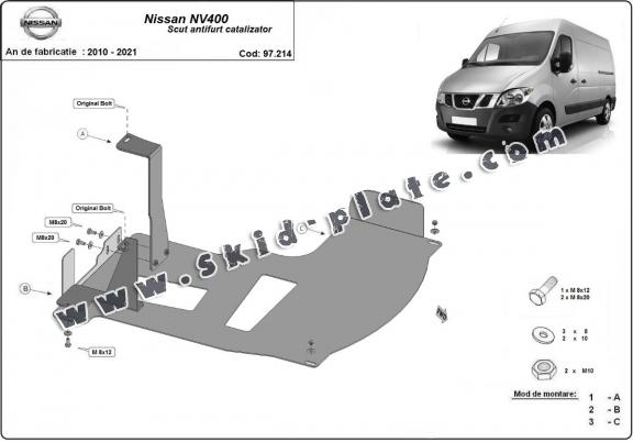Steel catalytic converter plate/cat lock for Nissan NV400