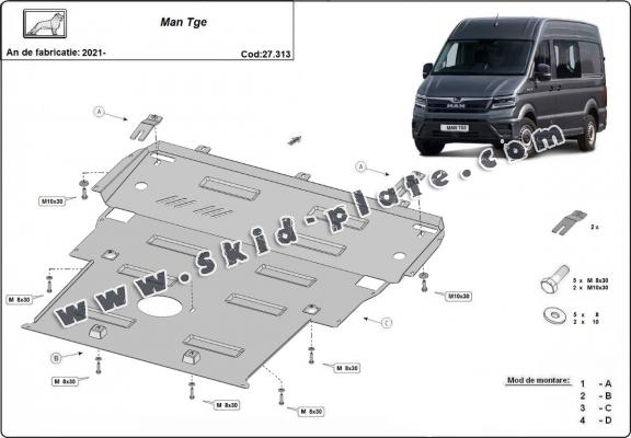 Steel skid plate for Man TGE