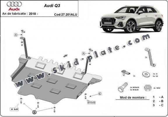 Aluminum skid plate for Audi Q3