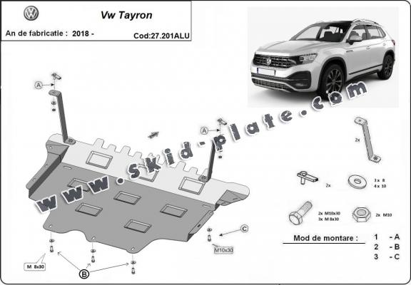 Aluminum skid plate for VW Tayron