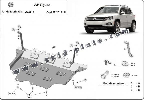Aluminum skid plate for VW Tiguan