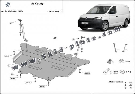 Aluminum skid plate for VW Caddy
