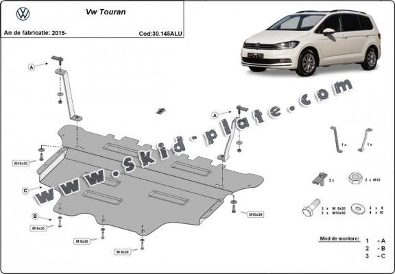 Aluminum skid plate for VW Touran