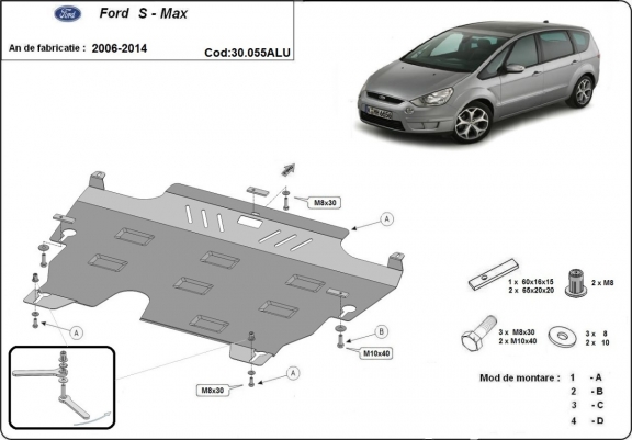 Aluminum skid plate for Ford S-Max
