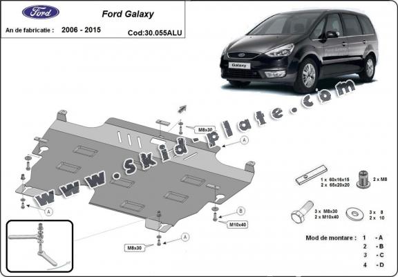 Aluminum skid plate for Ford Galaxy 2