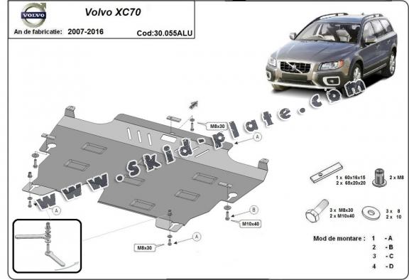 Aluminum skid plate for the protection of the engine and the gearbox for Volvo XC70