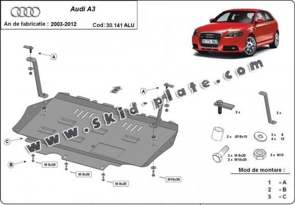 Aluminum skid plate for Audi A3
