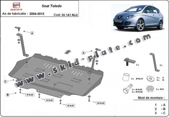 Aluminum skid plate for Seat Toledo 3