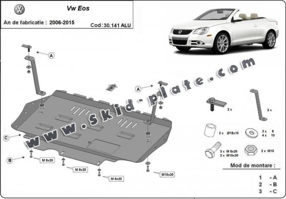 Aluminum skid plate for VW Eos