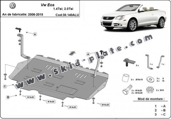 Aluminum skid plate for Volkswagen Eos