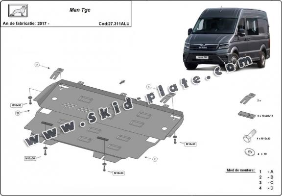 Aluminum  skid plate for MAN Tge