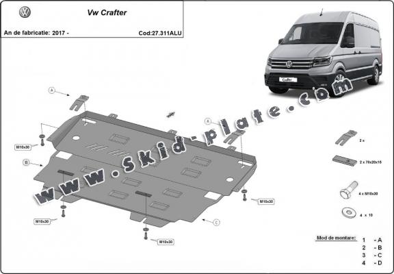 Aluminum skid plate for Vw Crafter