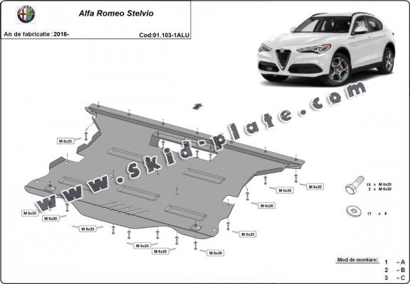 Aluminium skid plate for Alfa Romeo Stelvio