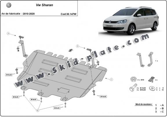 Steel skid plate for Volkswagen Sharan - Webasto