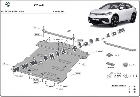 Steel skid plate for Volkswagen ID 5