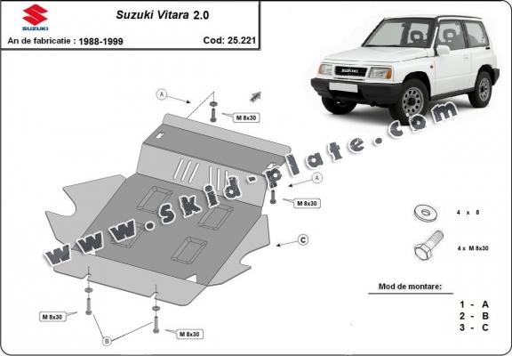Steel gearbox skid plate for Suzuki Vitara 2.0