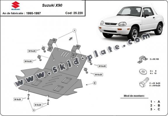Steel skid plate for Suzuki X90