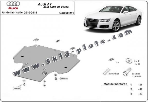Steel gearbox skid plate for Audi A7