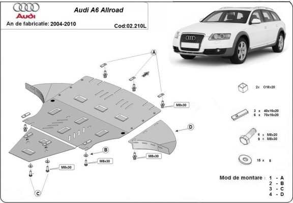 Steel skid plate for Audi A6 Allroad 2 - avec latéraux