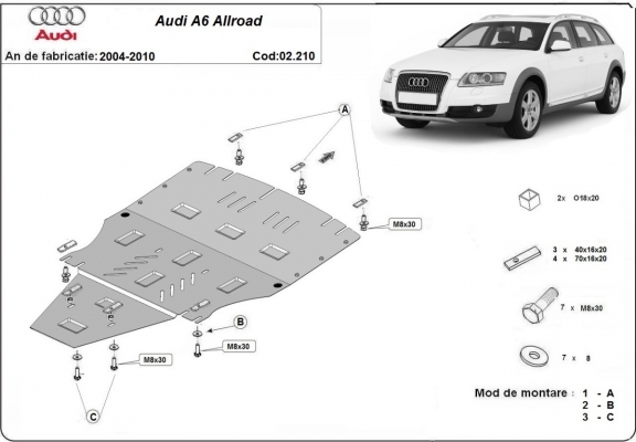 Steel skid plate for Audi A6 Allroad 2 - sans latéraux