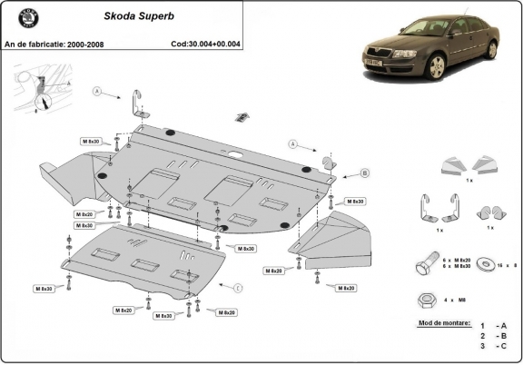 Steel skid plate for Skoda Superb - promotional package