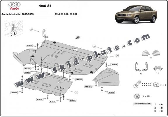 Steel skid plate for Audi A4 B6 - promotional package - diesel