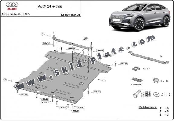 Aluminum skid plate for Audi Q 4 e-tron