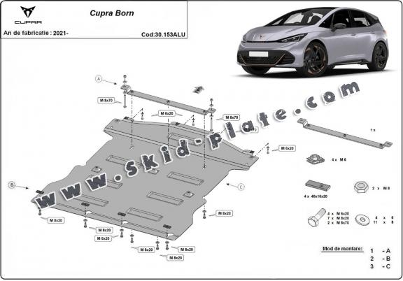 Aluminum skid plate for Cupra Born