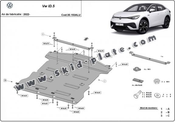 Aluminum skid plate for Volkswagen ID.5
