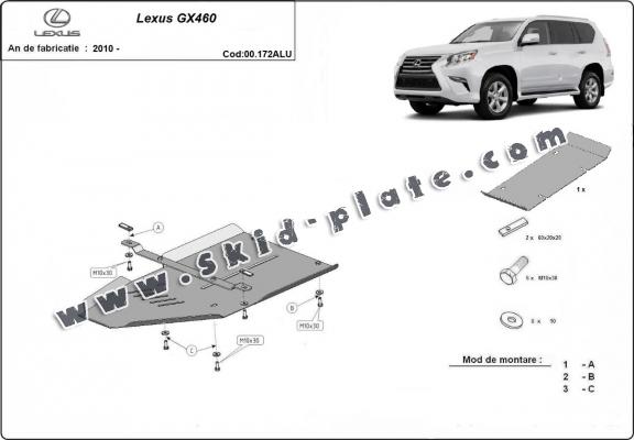 Aluminum gearbox skid plate for Lexus GX460
