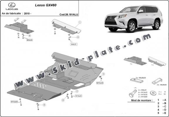 Aluminum skid plate for Lexus GX460