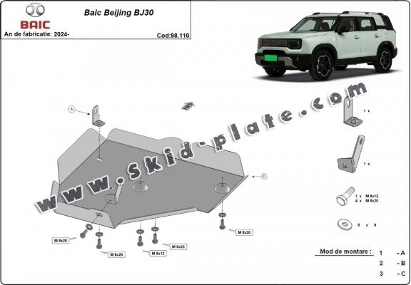 Steel differential skid plate for Baic Beijing BJ30