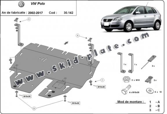 Steel skid plate for VW Polo petrol