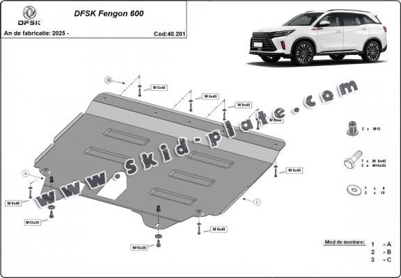 Steel skid plate for Dfsk Fengon 600