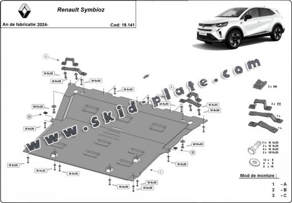 Steel skid plate for Renault Symbioz 
