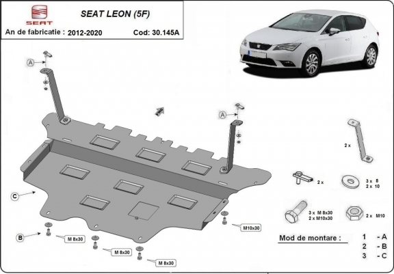Steel skid plate for Seat Leon Mk3 - Automatic gearbox