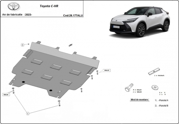 Aluminum skid plate for Toyota C-HR