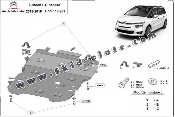 Steel skid plate for Citroen C4 Picasso