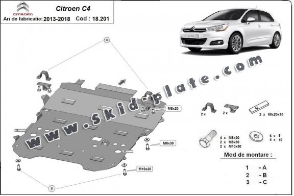 Steel skid plate for Citroen c4