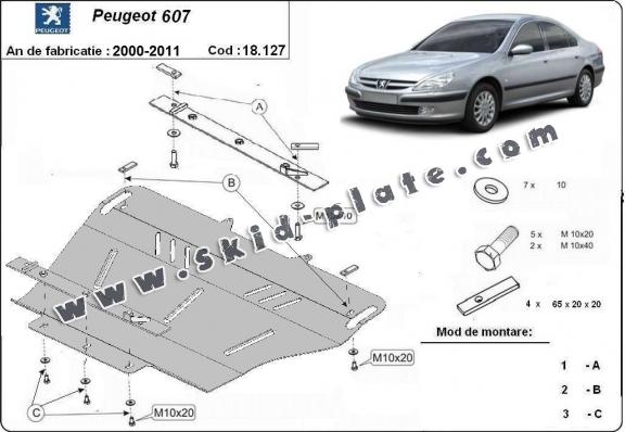 Steel skid plate for Peugeot 607