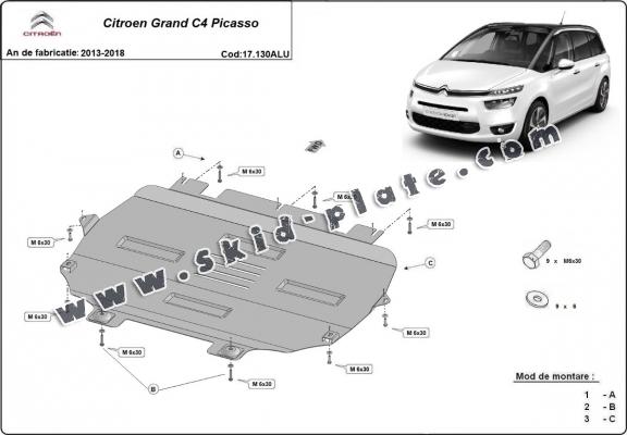Aluminium skid plate for Citroen Grand C4 Picasso