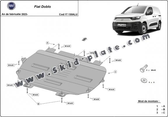 Aluminium skid plate for Fiat Doblo