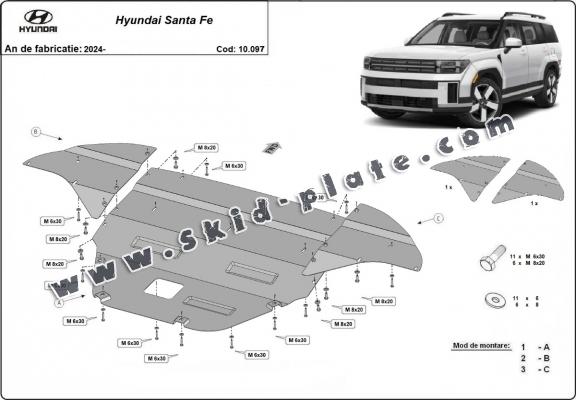 Steel skid plate for Hyundai Santa Fe